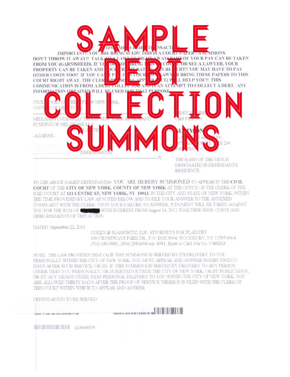 Answer Summons For Debt Relief