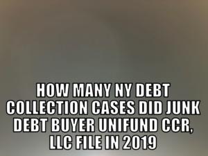 A picture of the back of a book with text that says how many ny debt collection cases did judge, debt buyer unifund cc llc file