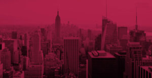 A pink photo of the new york skyline