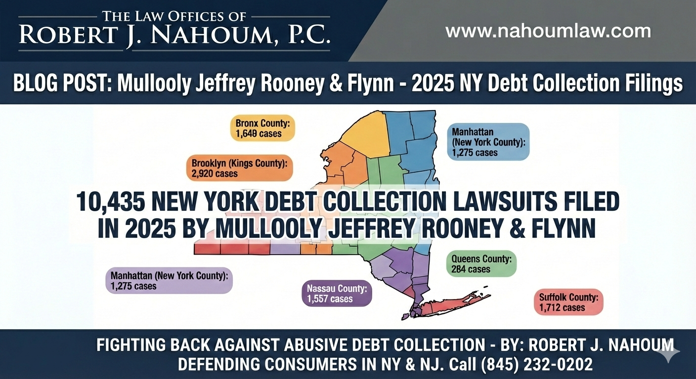 Debt Collection Law Firm Mullooly Jeffrey Rooney & Flynn LLP Filed 10,435 NY Debt Collection Cases In 2025