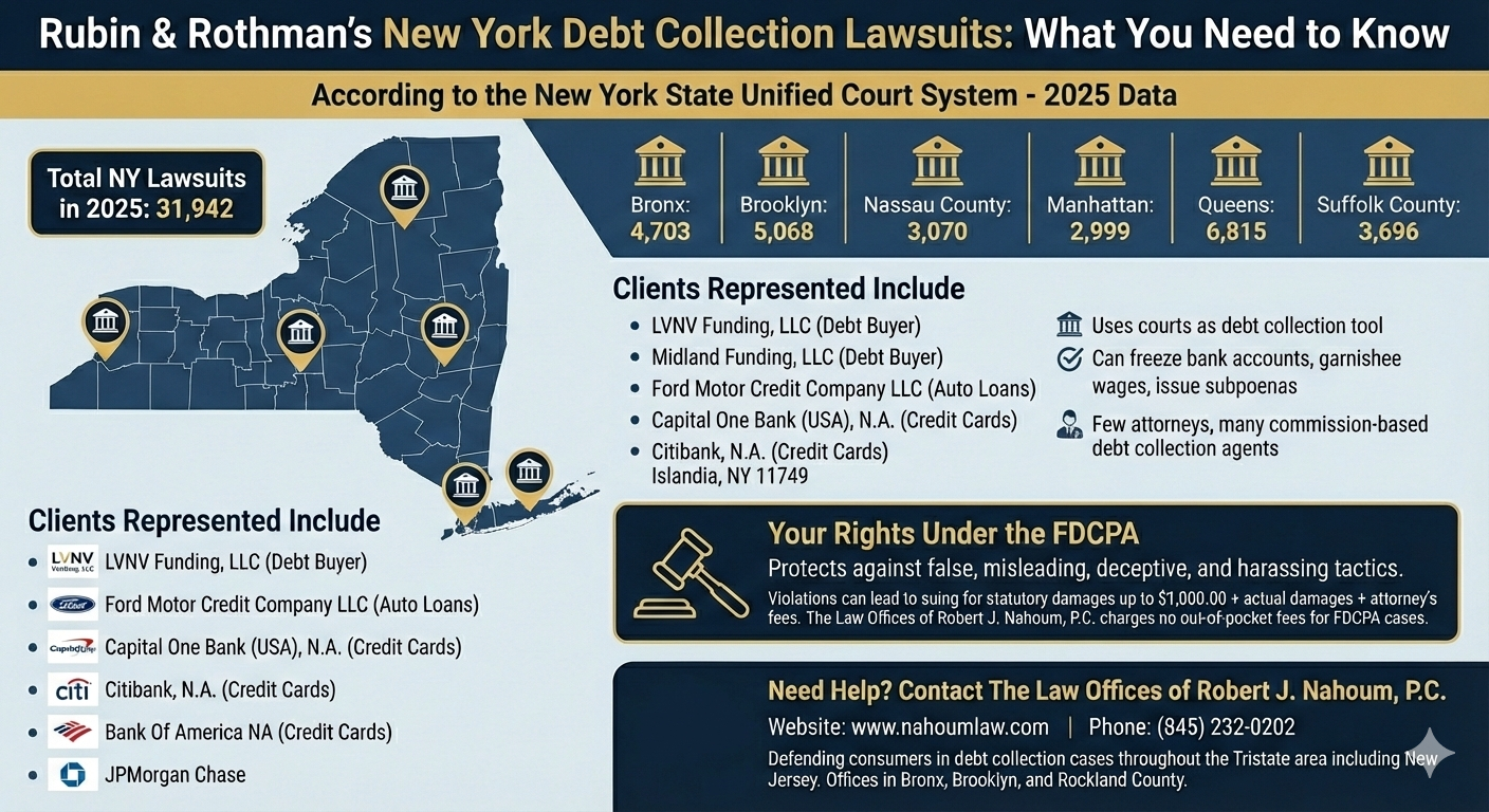 Debt Collection Law-Firm Rubin & Rothman Filed Over 31,000 New York Debt Collection Lawsuits in 2025