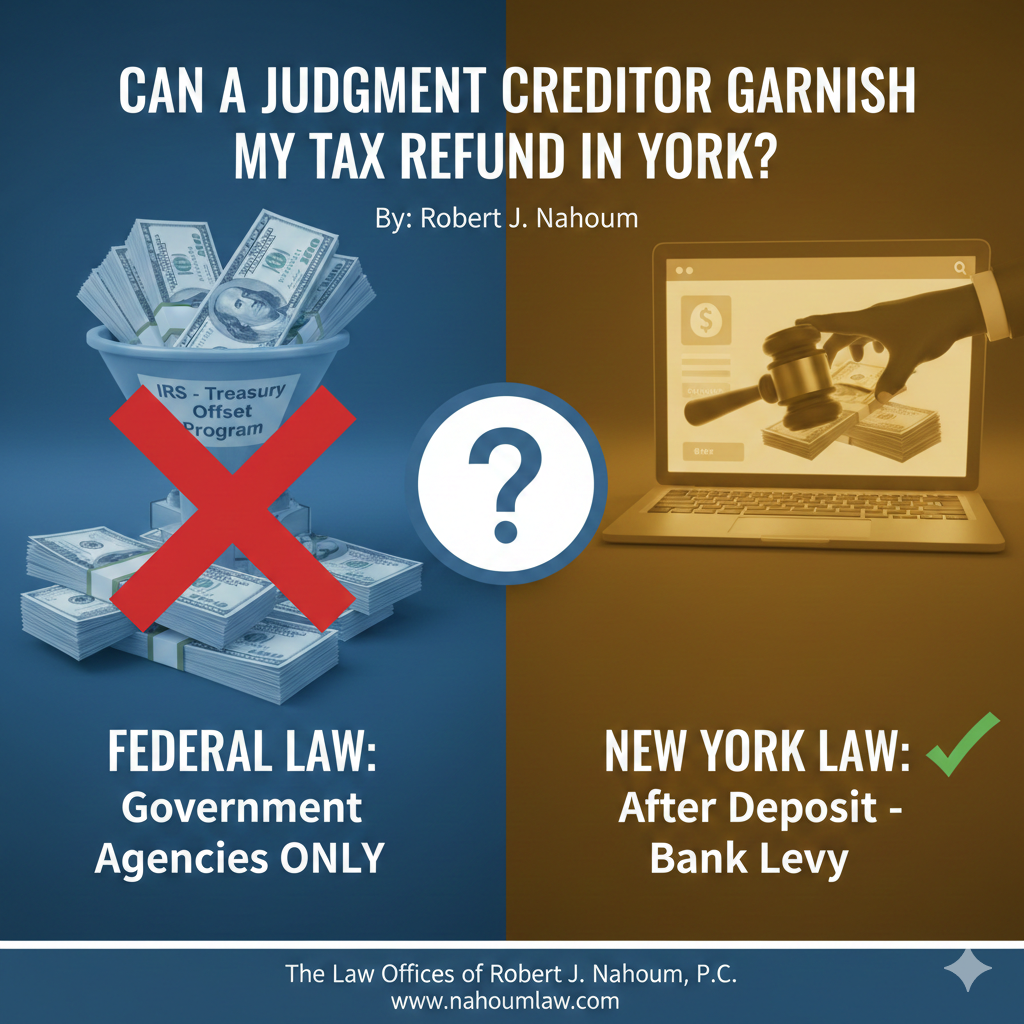 Can a judgment creditor garnish my tax refund in New York?