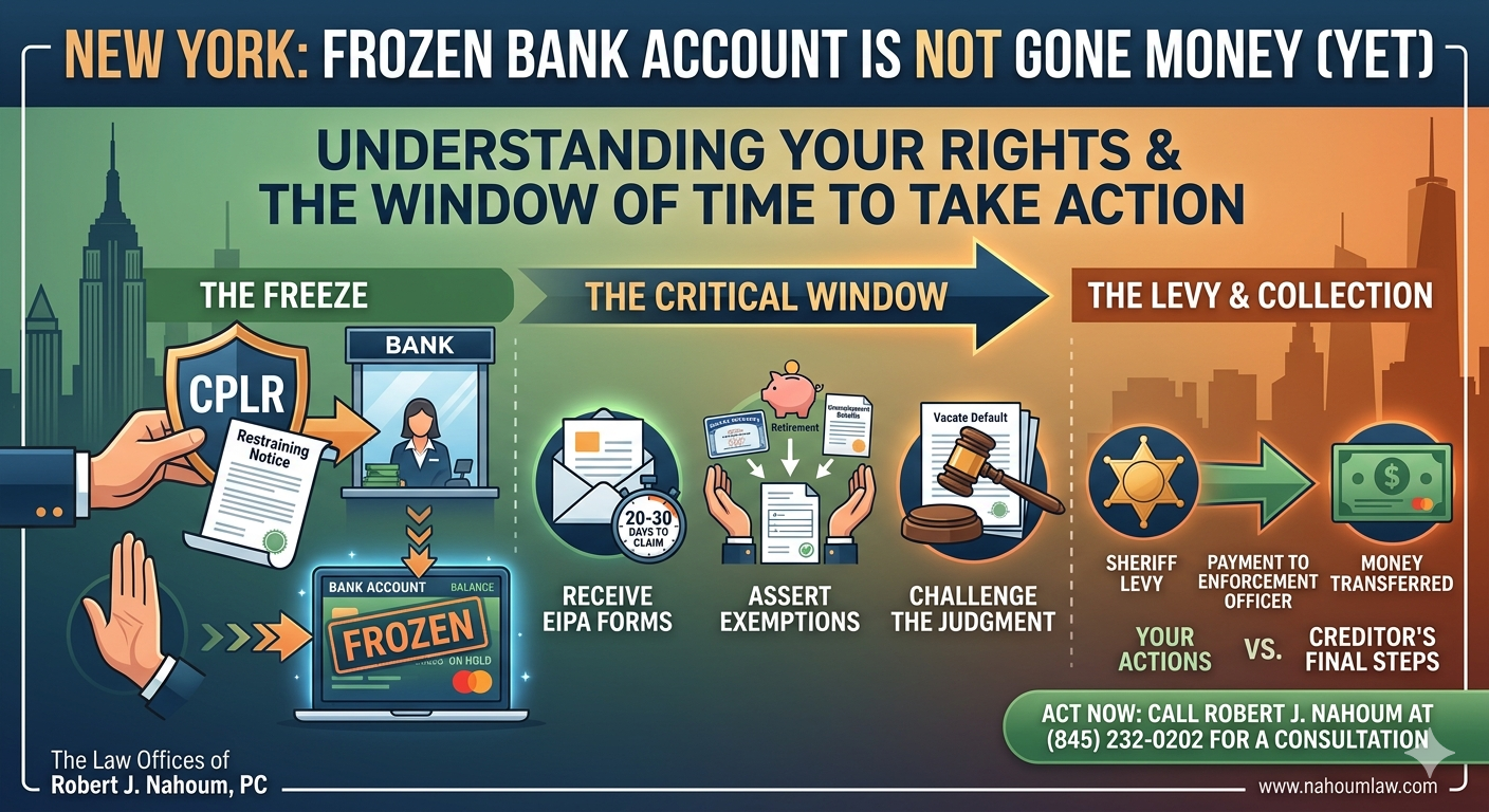 Frozen Bank Accounts in New York: Why a Freeze Does Not Mean the Money Is Gone (Yet)
