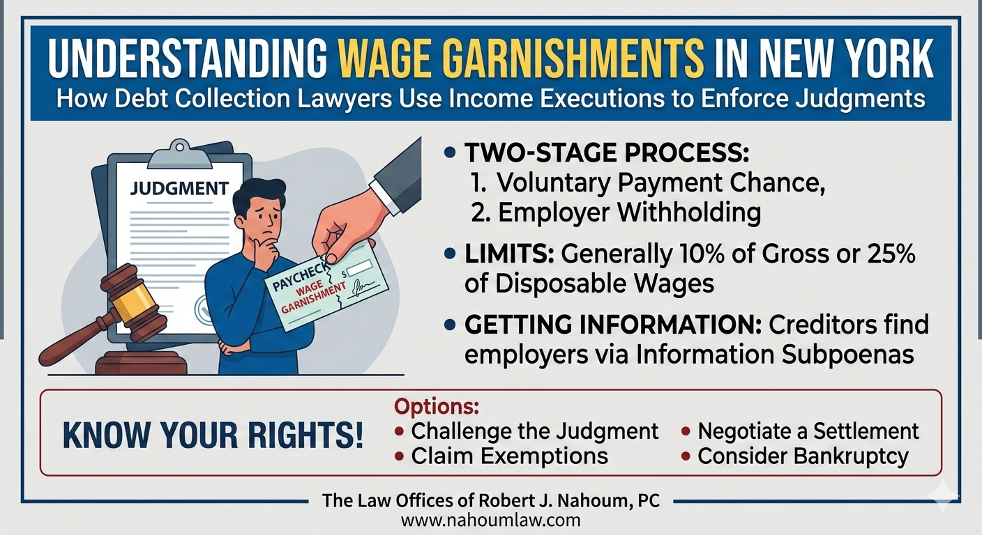 How New York Debt Collection Lawyers Use Wage Garnishments (Income Executions) to Enforce Judgments
