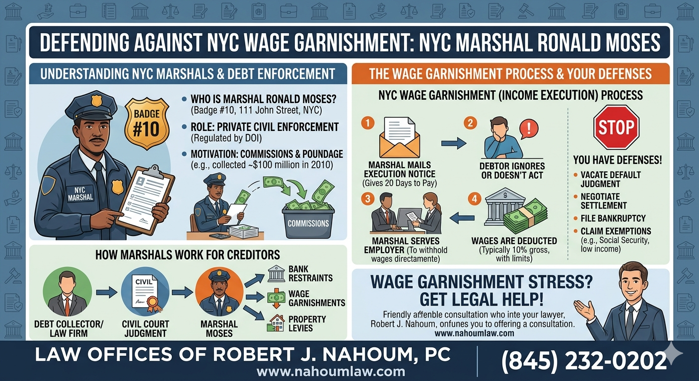 NYC Marshal Ronald Moses – Wage Garnishment: Defending Against Debt Collection Enforcement