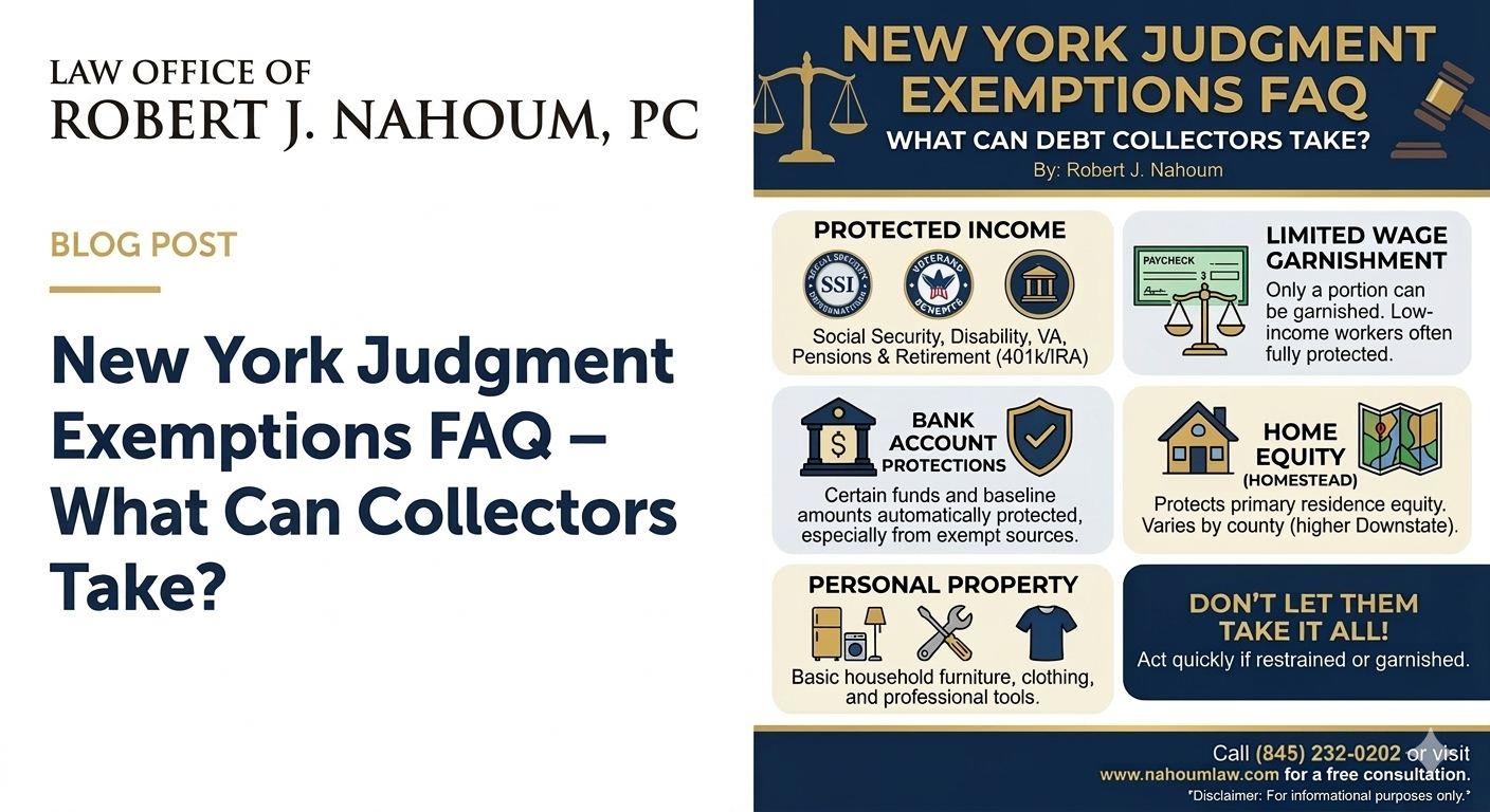 New York Judgment Exemptions FAQ – What Can Debt Collectors Take?