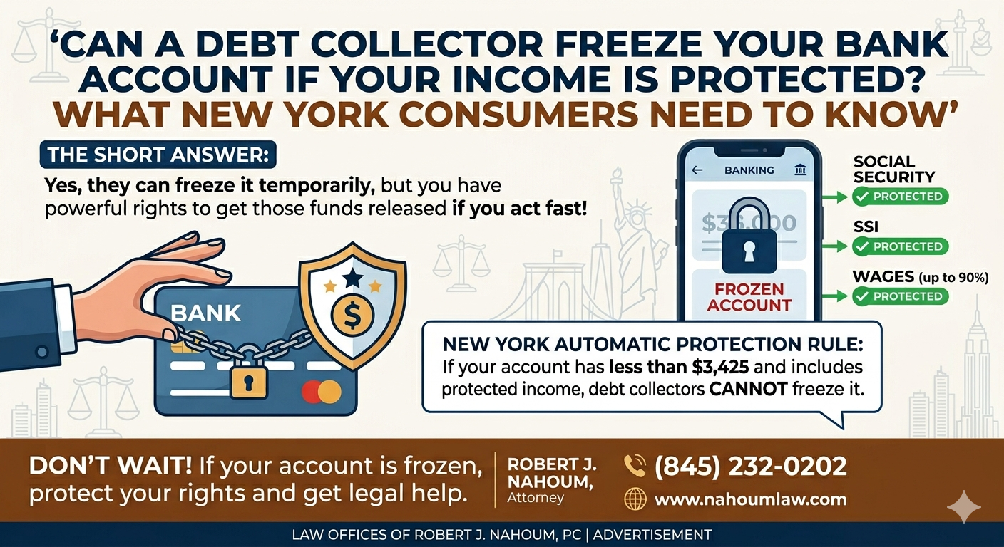 Can a Debt Collector Freeze Your Bank Account If Your Income Is Protected? What New York Consumers Need to Know