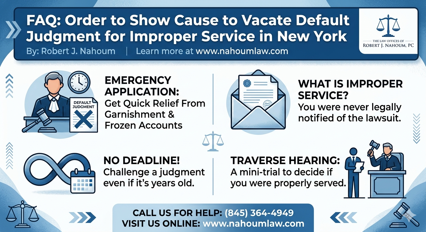 FAQ: Order to Show Cause to Vacate Default Judgment for Improper Service in New York