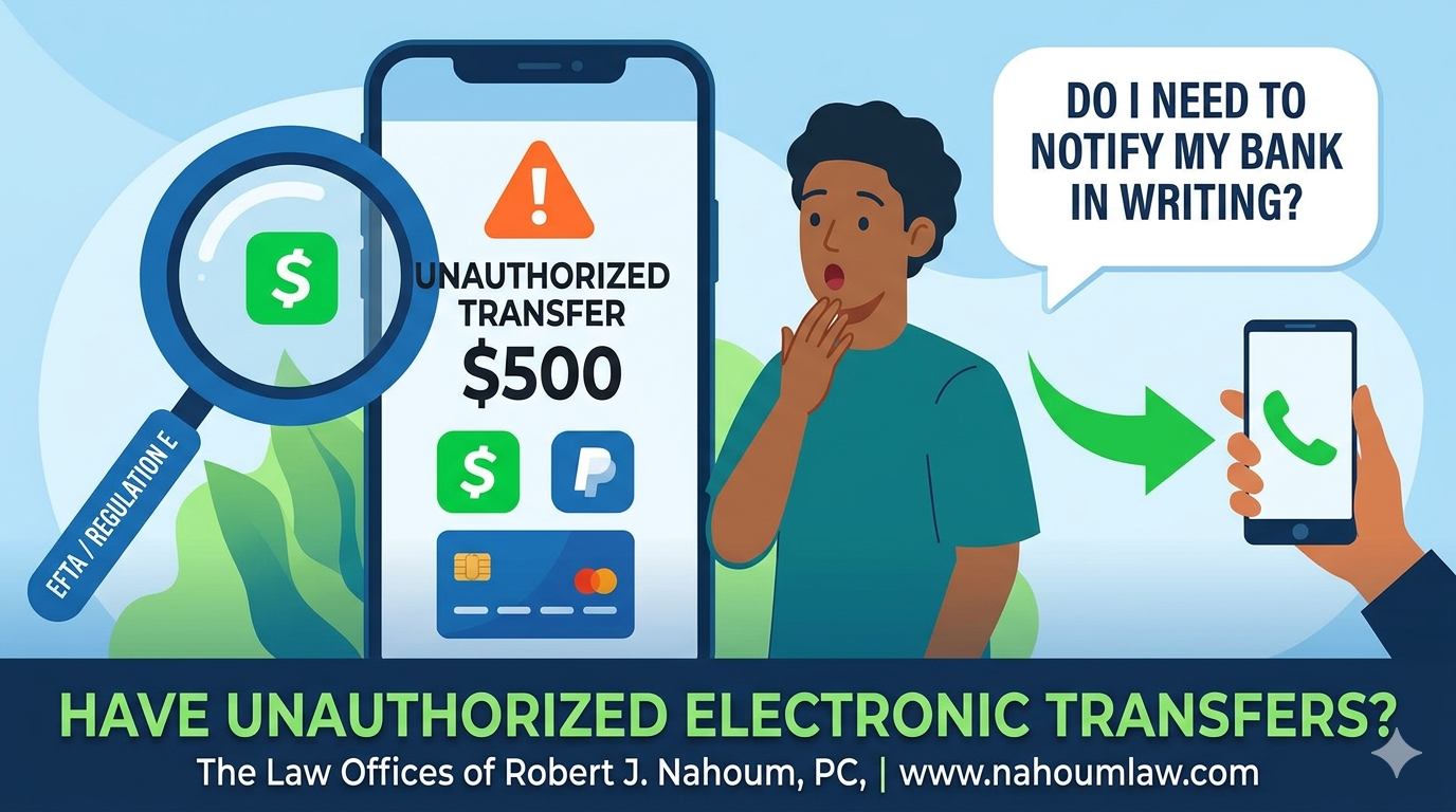 Under The EFTA, Do You Have to Notify Your Bank in Writing About Unauthorized Electronic Transfers