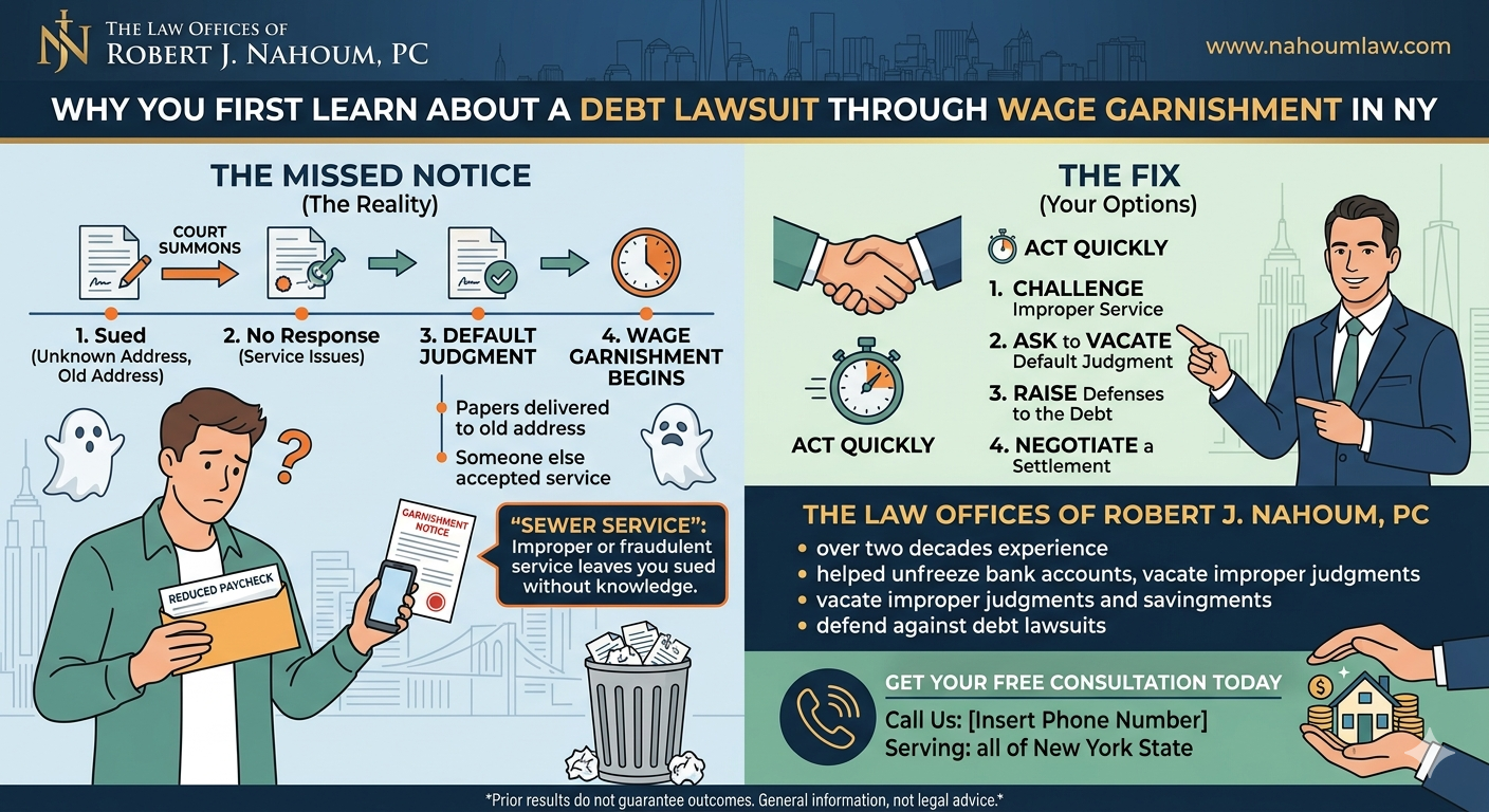 Why You First Learn About a Debt Lawsuit Through Wage Garnishment in New York
