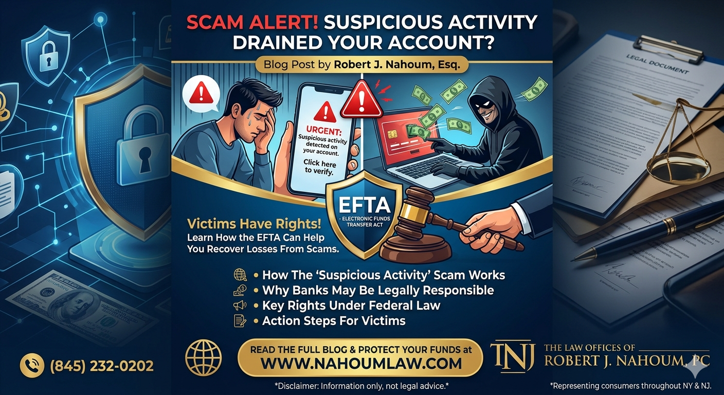 Suspicious Activity Scam Alerts Draining Bank Accounts: When Victims Have Rights Under the EFTA