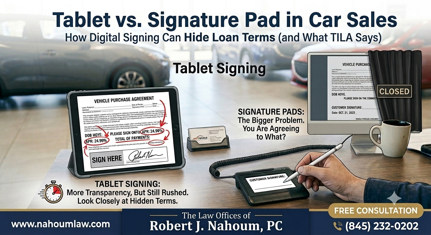 Tablet vs. Signature Pad in Car Sales: How Digital Signing Can Hide Loan Terms (and What the Law Says)