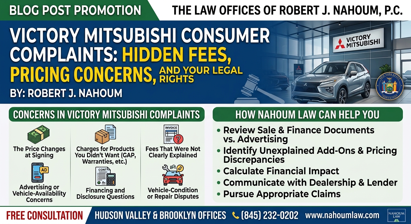 Victory Mitsubishi Consumer Complaints: Hidden Fees, Pricing Concerns, and Your Legal Rights